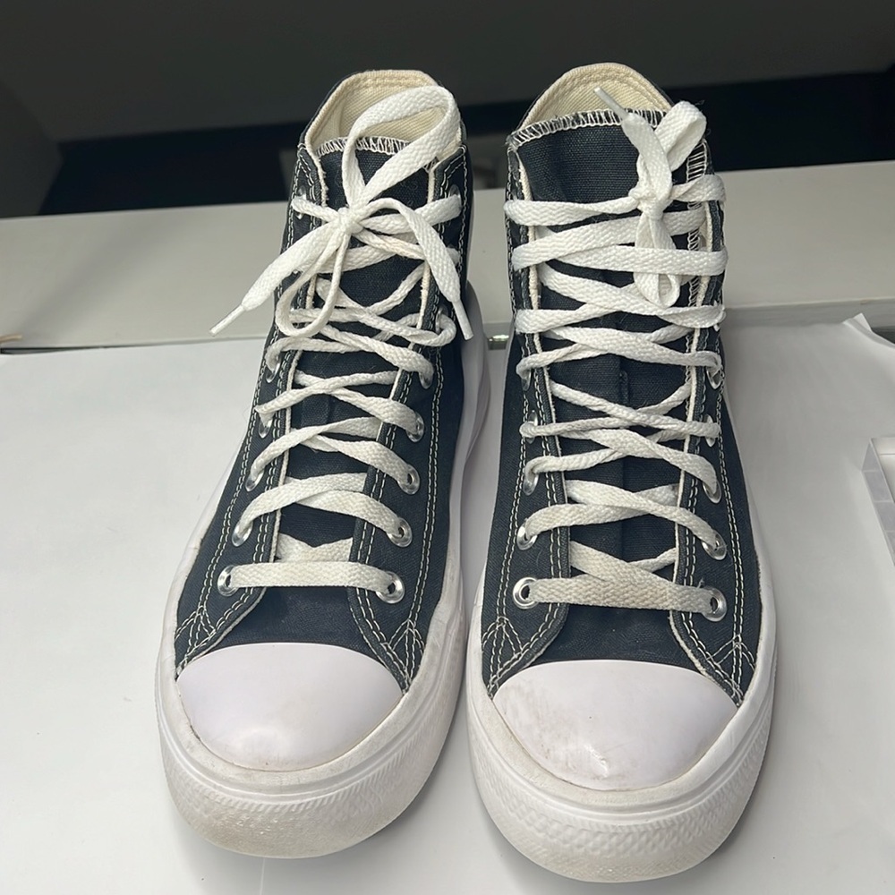 Converse Chuck Taylor Sz 10 All Star Move Platform Sneakers Black Canvas - Picture 4 of 8